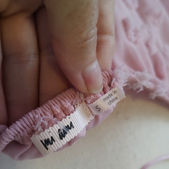 Pink Balloon Shirt Lantern Sleeve Fuzzy Dots Size Small - Picture 7 of 9